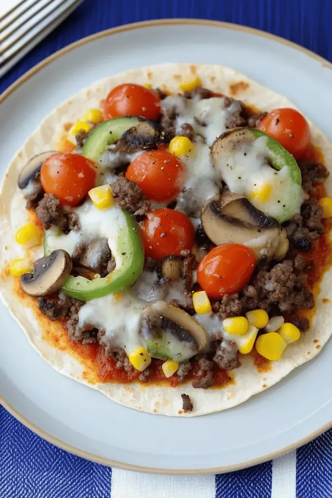 Schnelle Tortilla-Pizza mit Hackfleisch