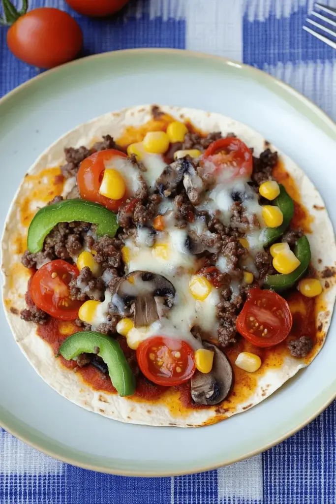Schnelle Tortilla-Pizza mit Hackfleisch
