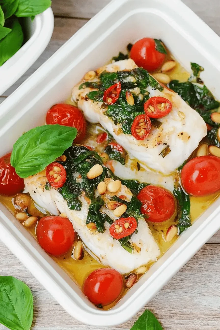 Seelachsfilet aus dem Backofen mit Gemüse