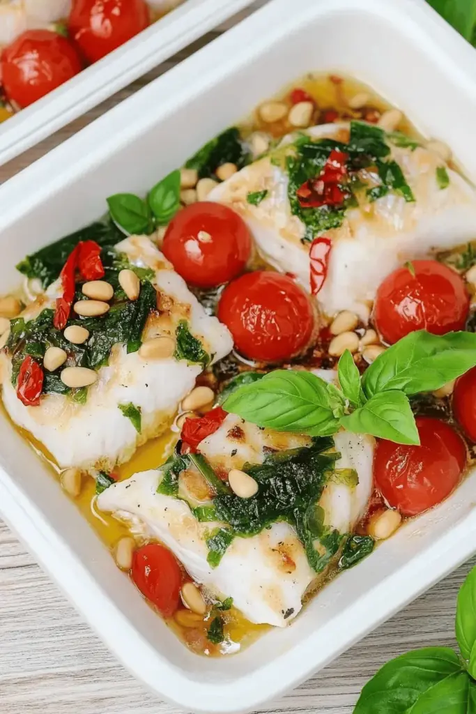 Seelachsfilet aus dem Backofen mit Gemüse