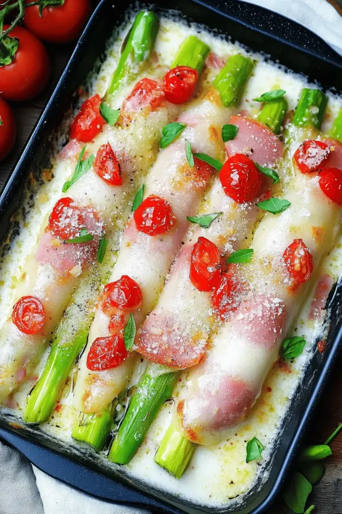 Überbackene Spargelröllchen
