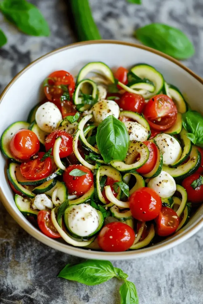 Zucchini-Salat mit Tomaten und Zoodles